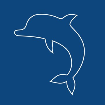 recommend clip art: Dolphin line icon, outline vector sign, linear pictogram isolated on blue. Symbol, logo illustration