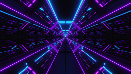 futuristic multi color scifi tunnel 3d render