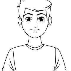 young woman avatar cartoon character profile picture in black and white