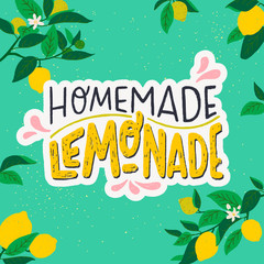 Homemade Lemonade hand lettering inscription