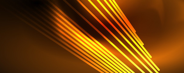 Shiny color neon light with lines, abstract wallpaper, shiny motion, magic space light. Techno abstract background