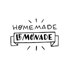 Homemade lemonade hand drawn inscription