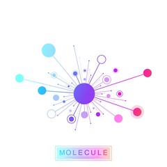 Molecule logo template icon science genetics logotype, DNA helix. Genetic analysis research biotech code DNA test infographic. Genome sequence map. Molecule structure genetic test Vector illustration.