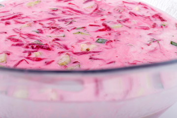 Cold beetroot soup. Dietary and healthy food.