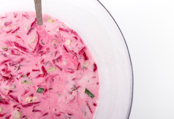 Cold beetroot soup. Dietary and healthy food.