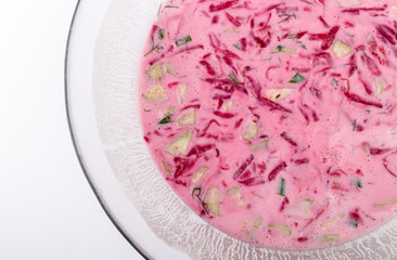 Cold beetroot soup. Dietary and healthy food.