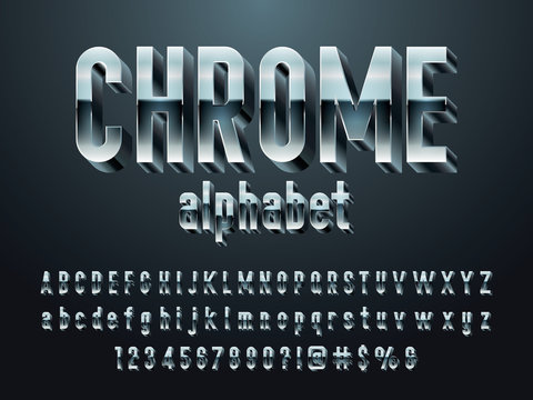 Vector set of modern chrome alphabet design