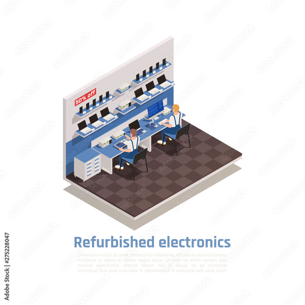 Canvas Prints refurbished electronics isometric composition