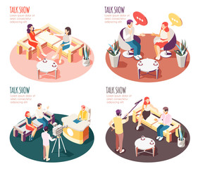 Talk Show Isometric Design Concept