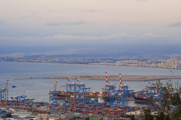 Panoramic view of Haifa Bay. Israel.