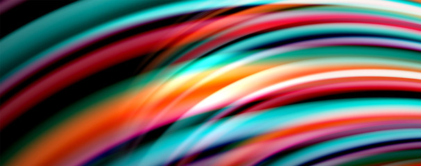 Fluid color swirls on black. Modern background with trendy design