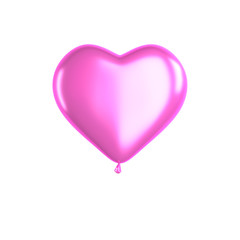 Heart shaped pink ballon isolated on white background. Valentines day, love symbol.