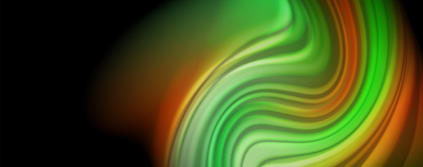 Fluid liquid color wave lines, glowing colorful light effect, abstract composition template. Geometric technology abstract pattern. Movement concept