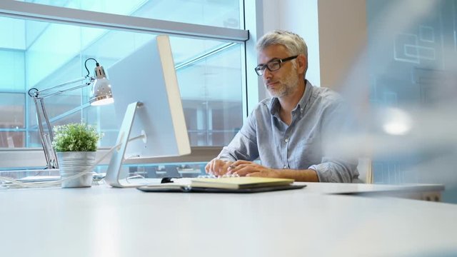 Mature businessman working in contemporary office
