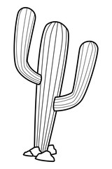 cactus plant icon cartoon in black and white