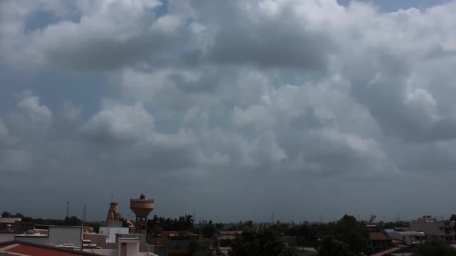 Sky full of moving clouds time lapse before monsoon time