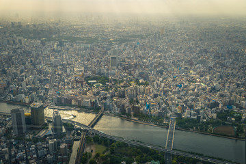 Tokyo - May 20, 2019: Panoramic view of Tokyo seen from the Tokyo Skytree tower in Tokyo, Japan