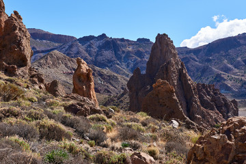 Teide National Park Roques de Garcia in Tenerife at Canary Islands