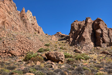 Teide National Park Roques de Garcia in Tenerife at Canary Islands