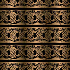 Seamless pattern. Background with a snake skin texture. Black and gold foil print.