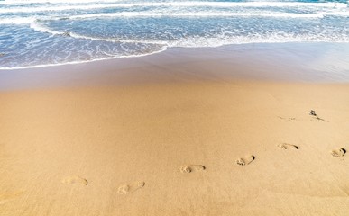 Footprints in the sand.