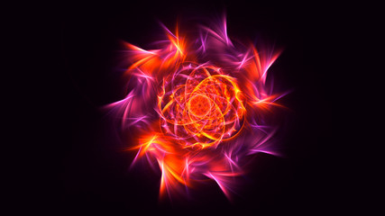 3D rendering abstract red fractal light background