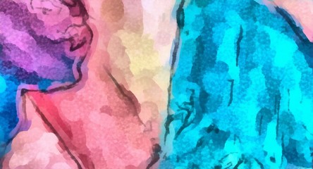 Abstract minimalistic watercolor design background. Colorful acrylic texture pattern in bright colors with wet effect. Elegant water paint on paper. Beautiful dreamy wallpaper.