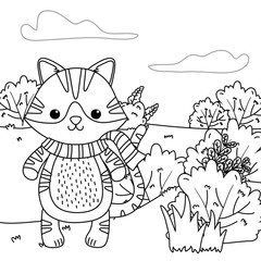 Cat cartoon with scarf design