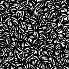 Hand drawn coffee beans sketch seamless pattern. Restaurant, menu background, retro texture