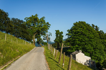 The road is in the Swiss village