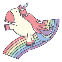 cute adorable unicorn and rainbow