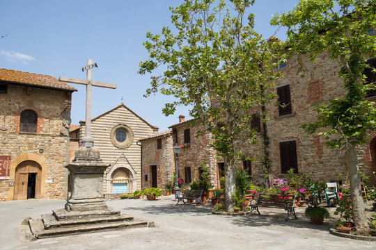 Piazza del Tribunale - Court Square, in the historic center of Lucignano, Tuscany, Italy.