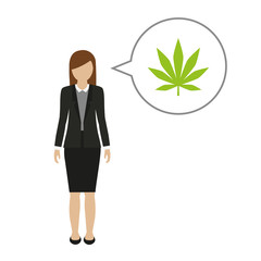 business woman character talks about cannabis vector illustration EPS10