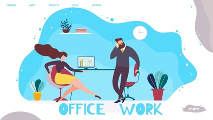 Obraz na płótnie Canvas Office Work Management Promotion Landing Page