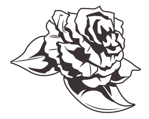 rose drawn in black and white icon