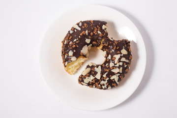 Chocolate donuts dessert. chocolate flavor donut with toppings