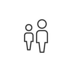 Two people, leadership line icon. Persons crowd linear style sign for mobile concept and web design. Business people outline vector icon. Symbol, logo illustration. Vector graphics