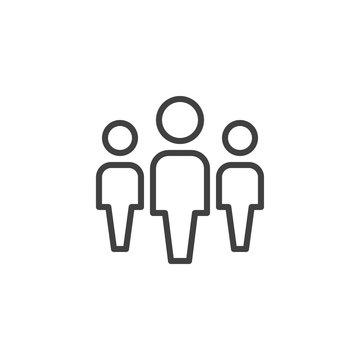 People, Leadership Line Icon. Work Group Team Linear Style Sign For Mobile Concept And Web Design. Group Of Three People Outline Vector Icon. Persons Crowd Symbol, Logo Illustration. Vector Graphics