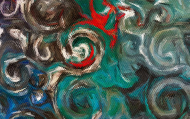 Fantasy style bright colors pattern background for create banner, cards, invitations and prints. Watercolor and oil graphic imitation elements. Surreal design. Creative wall art decor template. 