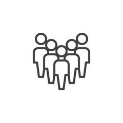 Crowd of people line icon. Work group team linear style sign for mobile concept and web design. Staff Group outline vector icon. Symbol, logo illustration. Vector graphics