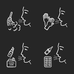 Allergies chalk icons set