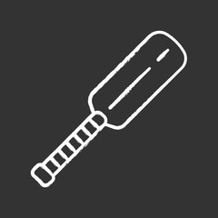 Cricket bat chalk icon. Equipment for batsmen. Wooden flat block with long handle. Professional sports accessory. Outdoor game gear. International sport. Isolated vector chalkboard illustration