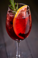 mocktail iwth fruits on the wooden background