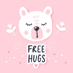 Vector Happy teddy bear. Awesome greeting card with bear.