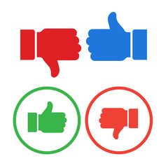 Like and dislike icons set. Thumbs up and thumbs down. Thumb up symbol, finger up icon. like and dislike sign