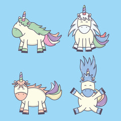 group of cute adorable unicorns fairy characters