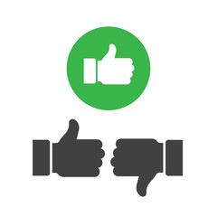 Like and dislike icons set. Thumbs up and thumbs down.