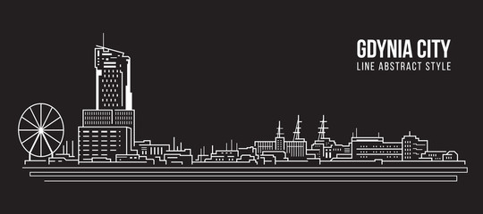 Cityscape Building Line art Vector Illustration design - Gdynia city