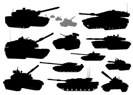 Military.Tank vector silhouettes