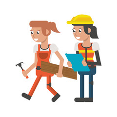 Construction workers with tools cartoons